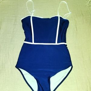 Navy blue and white, one-piece swimsuit